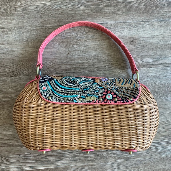 🐠 Eric Javits Fish Embroidered Wicker Purse 🐠 - Picture 7 of 9